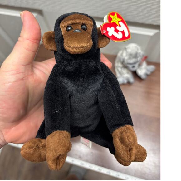 Set of 3 Ty Beanie Babies Virunga Congo Gorilla Silver Brown Monkey Plush NWT - Picture 4 of 8